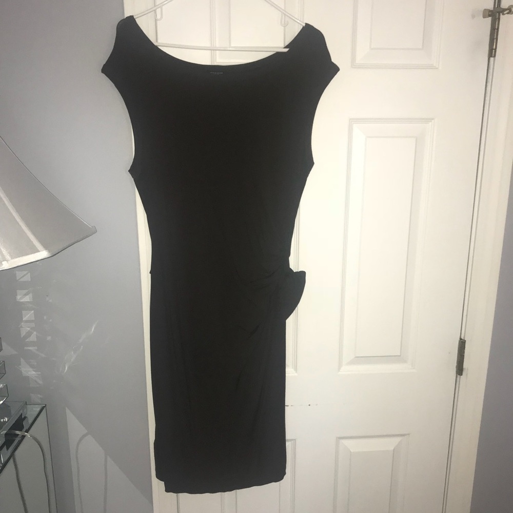 Chocolate brown dress with side ruching